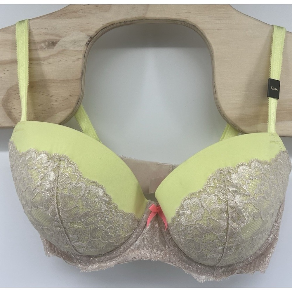 Victorias Secret Dream Angels Lined Demi Bra 32DDD Yellow Beige New NWT